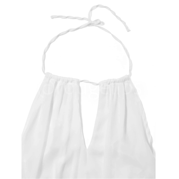 White Flowy Halter Cutout Maxi Flared Dress Backless Open Back - Picture 8 of 12